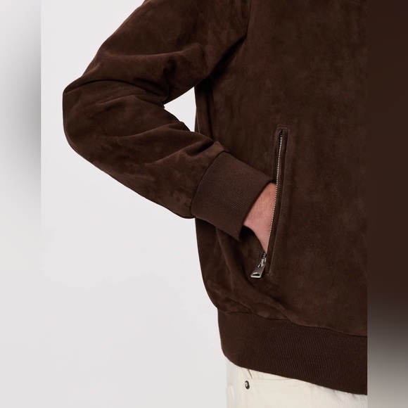 Quince 100% Suede Bomber Jacket Espresso Brown Size Medium - Picture 4 of 9